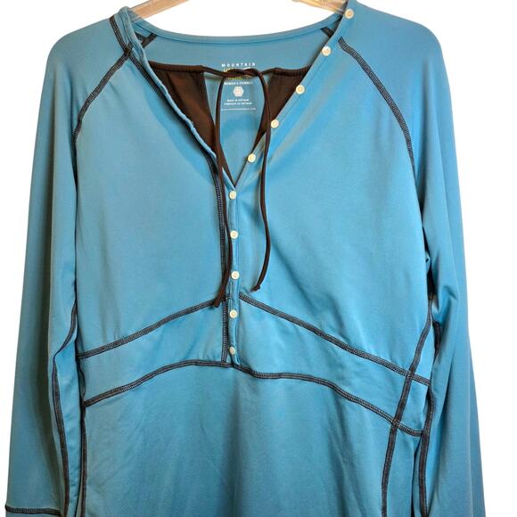 Mountain Hardwear Butter Button Layered Top Long Sleeve Womens Sz XL Teal Green - Picture 3 of 12